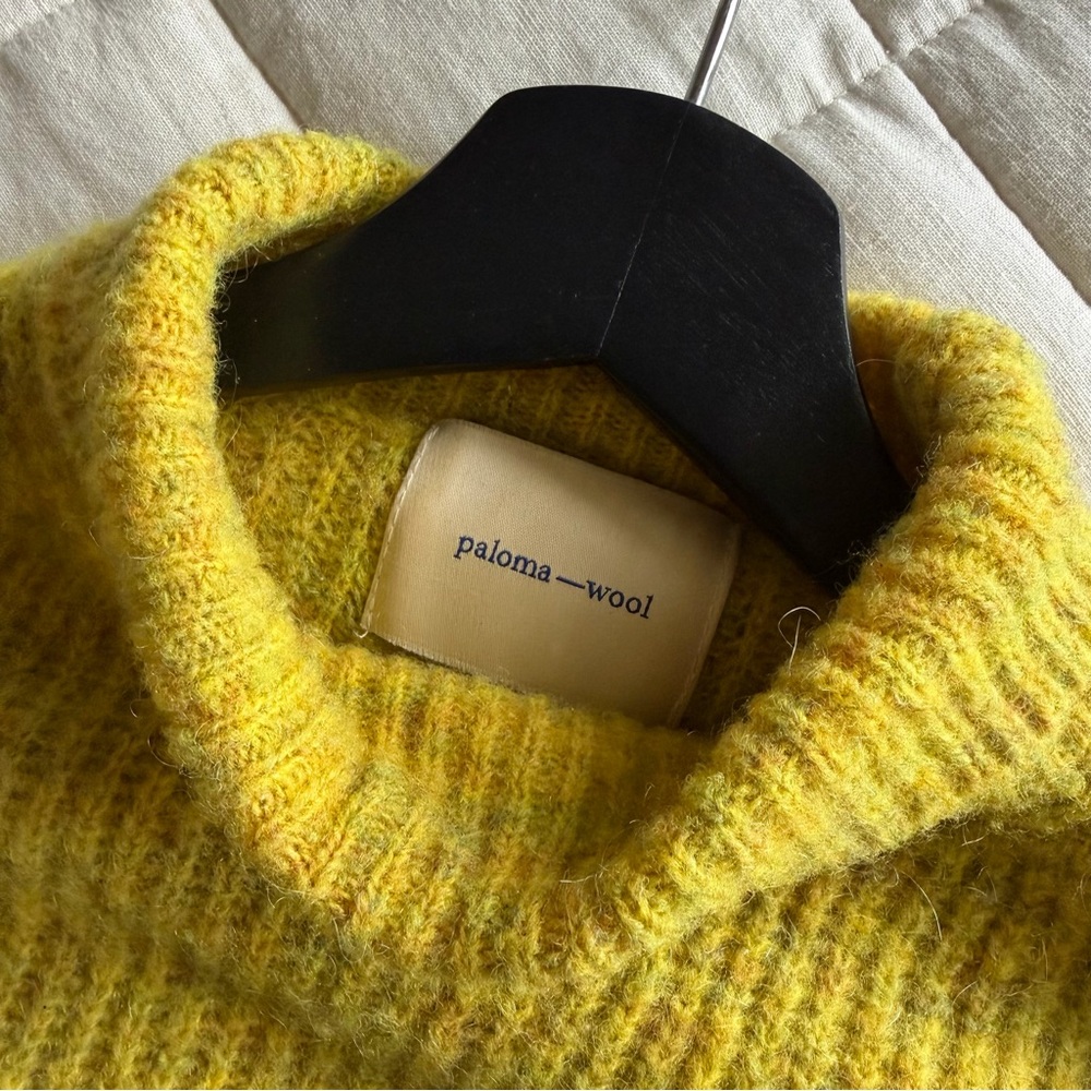 Paloma Wool Yellow Cropped Ribbed Turtleneck Sweater - Picture 5 of 8